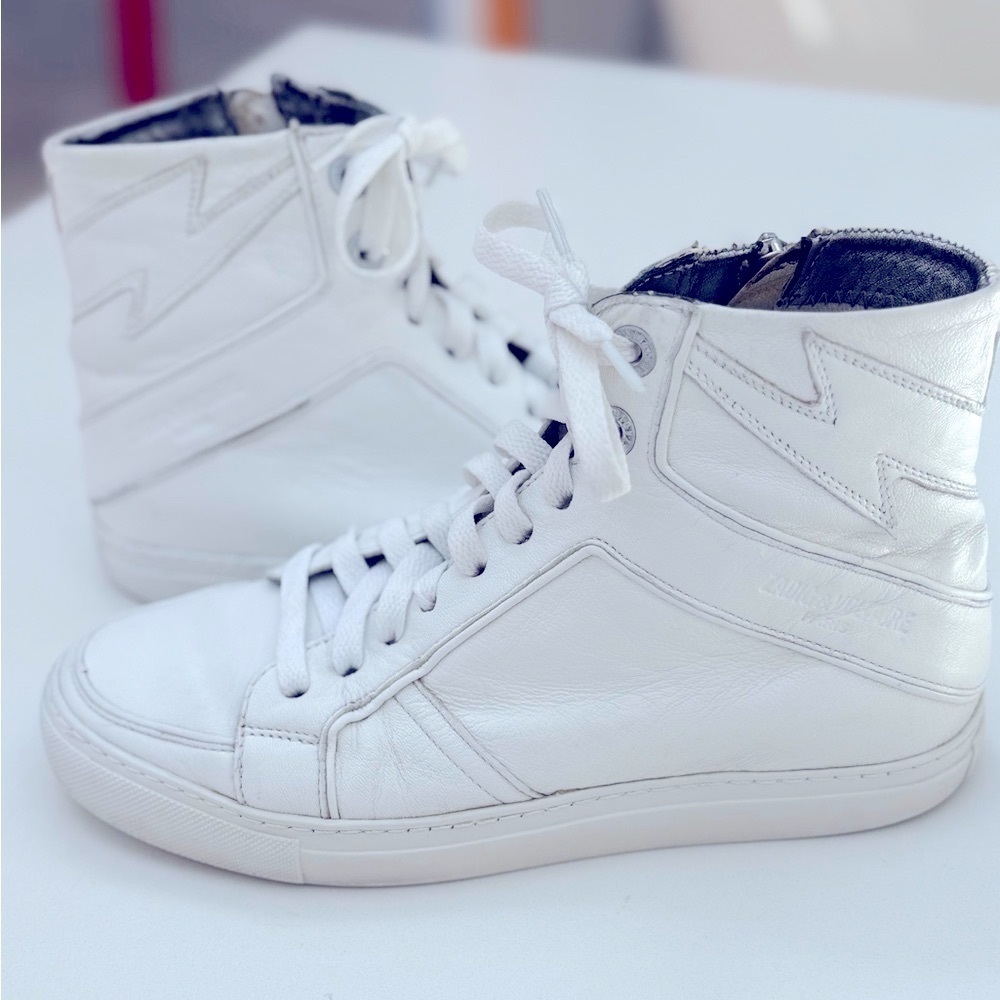 Zadig & Voltaire Women's White High Flash High-Top Platform Sneakers - Picture 6 of 15